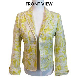 J Crew Yellow and White Paisley Blazer - Size 4 - EUC